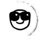 a stamp of a smiley face wearing sunglasses
